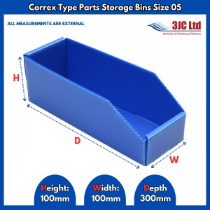 Correx Type Parts Storage Bins Size 05